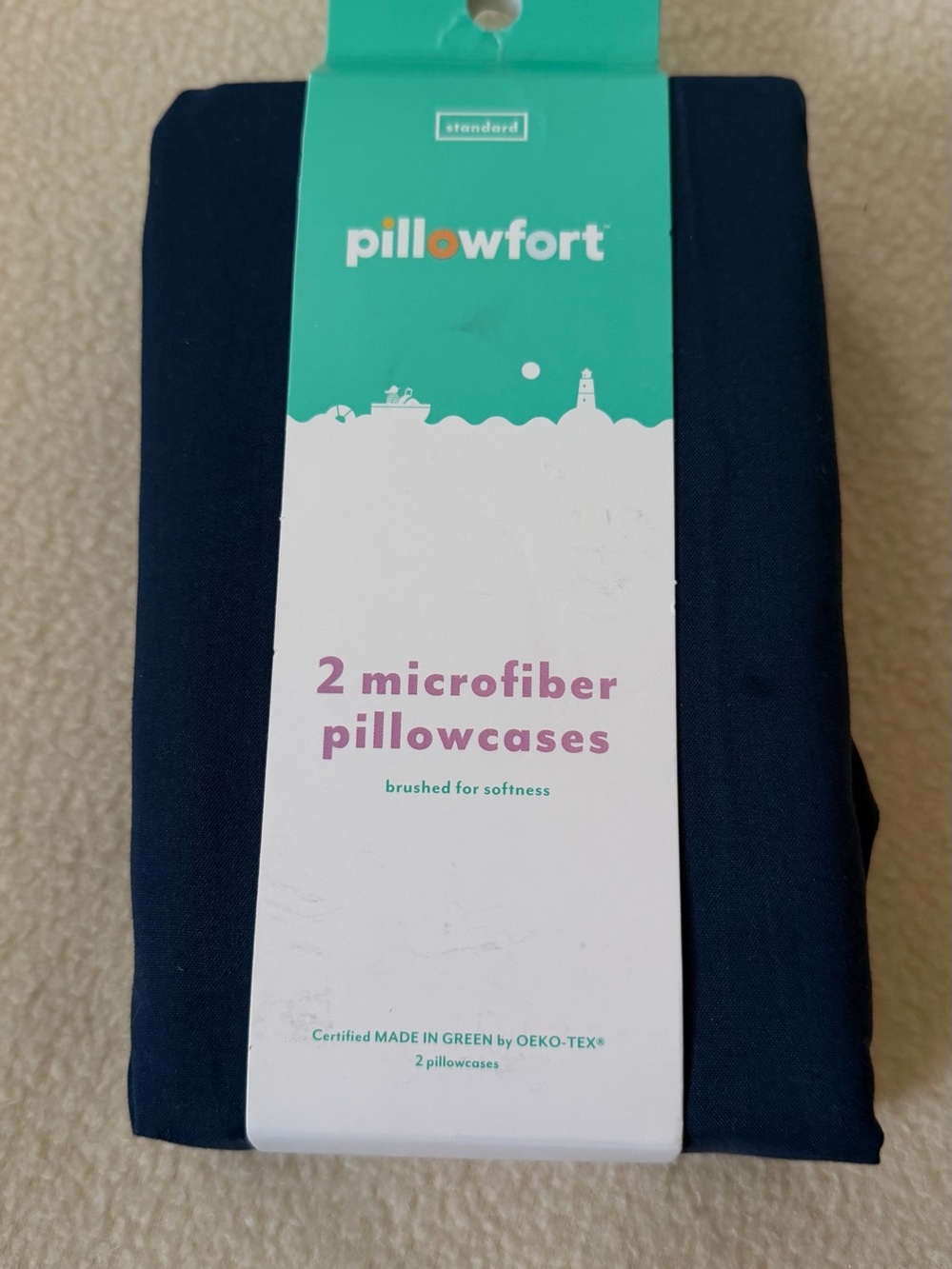 NWT Pillowfort Standard Microfiber Pillowcases Set of 2 Insignia Blue Navy